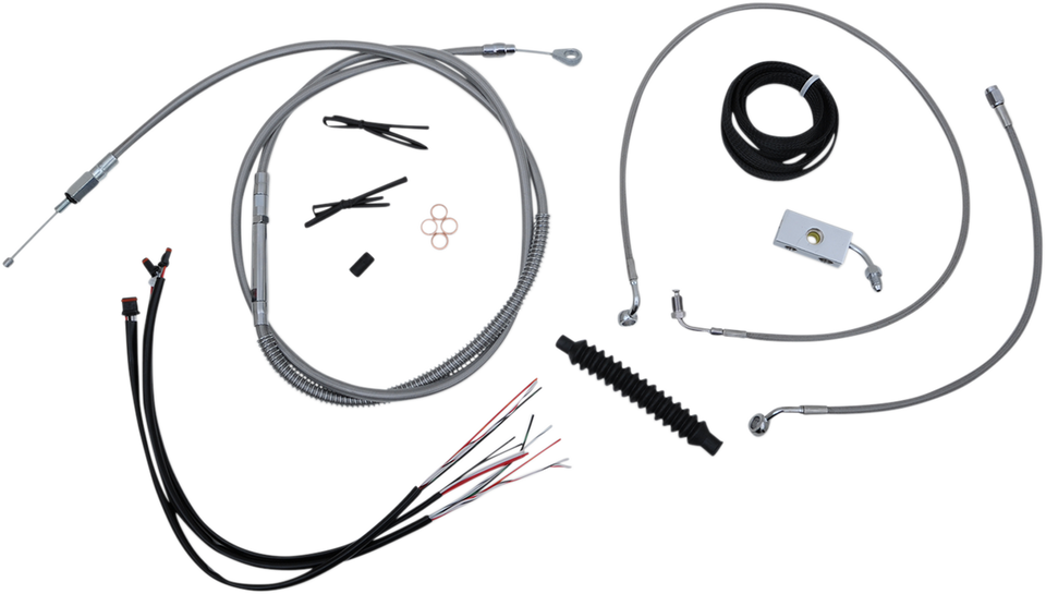 Handlebar Cable/Brake Line Kit - Complete - 15" - 17" Ape Hanger Handlebars - Stainless