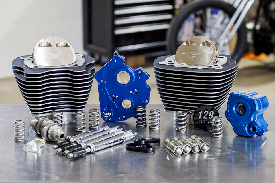 129" Power Package Engine Performance Kit - Chain Drive - Oil Cooled - Highlighted Fins - M8