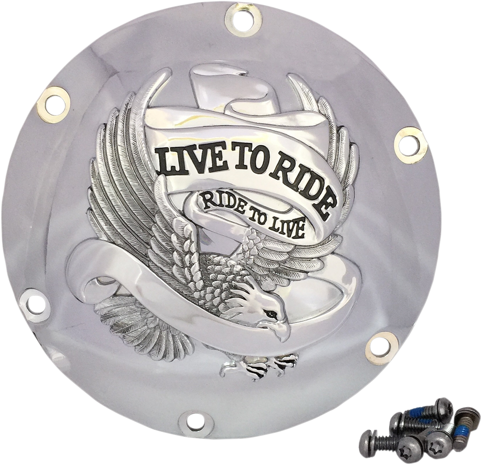 6-Hole - Chrome - Live to Ride Derby Cover - Lutzka's Garage