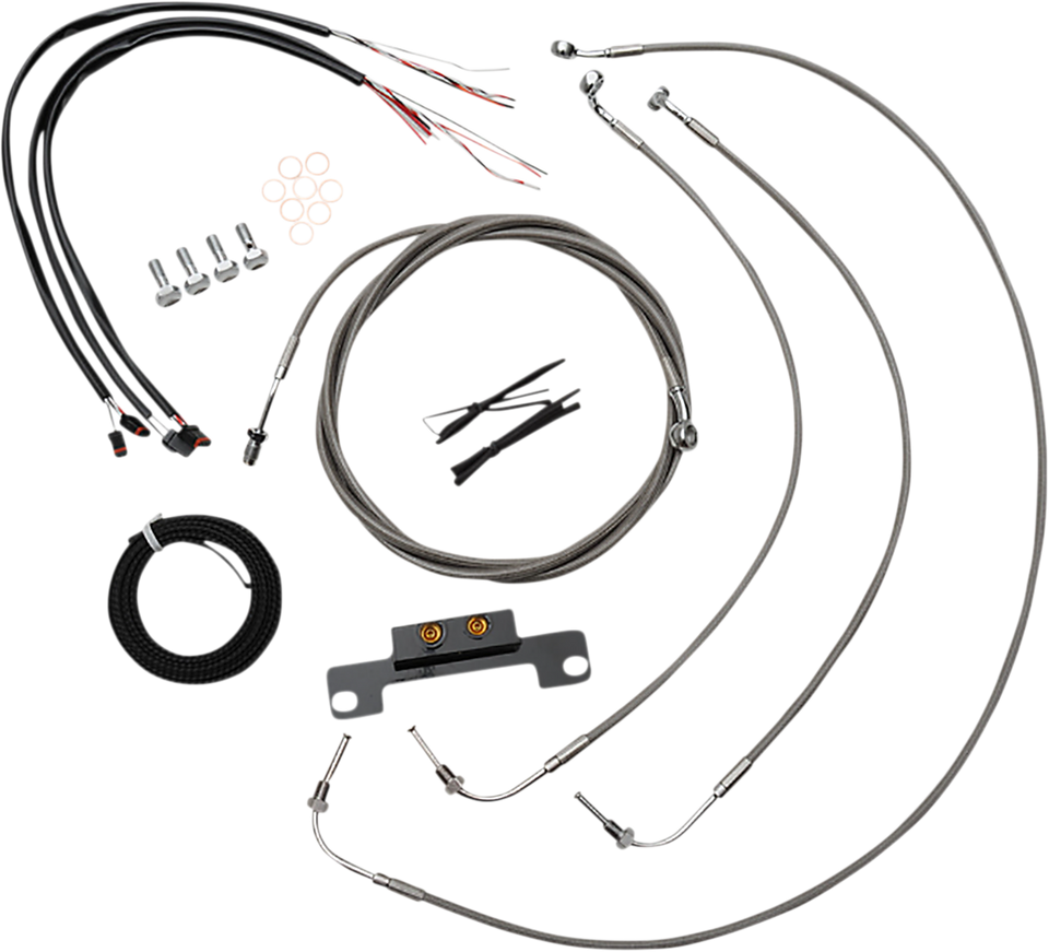 Handlebar Cable/Brake Line Kit - Complete - Stock Ape Hanger Handlebars - Stainless