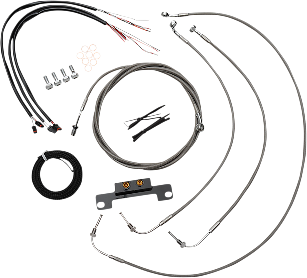 Handlebar Cable/Brake Line Kit - Complete - Stock Ape Hanger Handlebars - Stainless