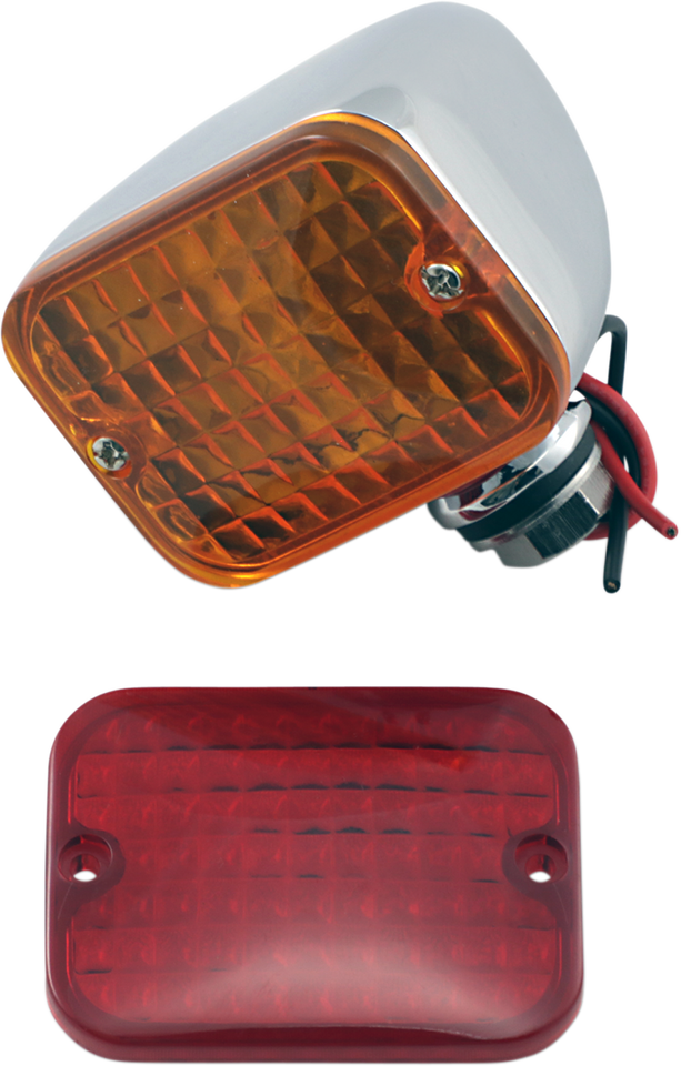 Rectangular Market Light - Dual Filament - Amber/Red - Lutzka's Garage