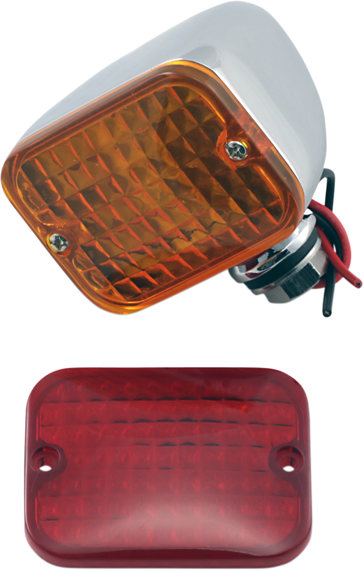 Rectangular Market Light - Dual Filament - Amber/Red - Lutzka's Garage