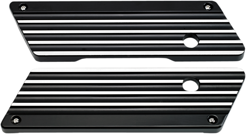 Finned Saddlebag Latch Covers - Black - Lutzka's Garage