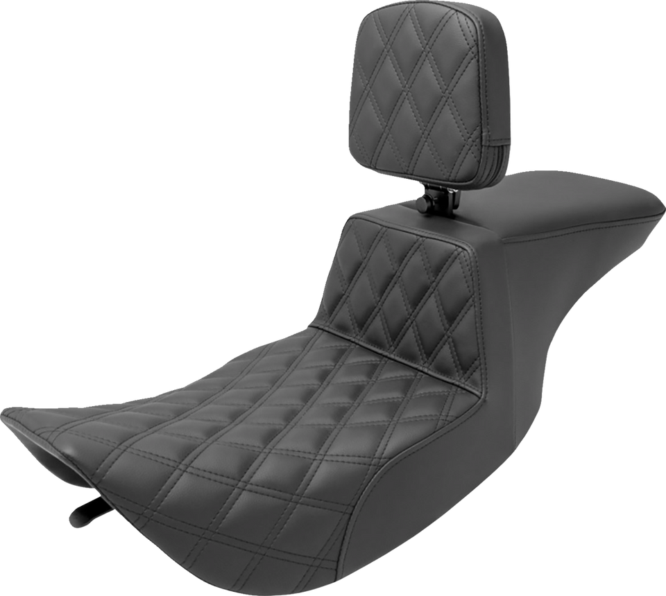 Tour Step Up Seat - Rider Backrest - Front Lattice Stitch - FLHR/FLHX 97-07