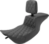 Tour Step Up Seat - Rider Backrest - Front Lattice Stitch - FLHR/FLHX 97-07