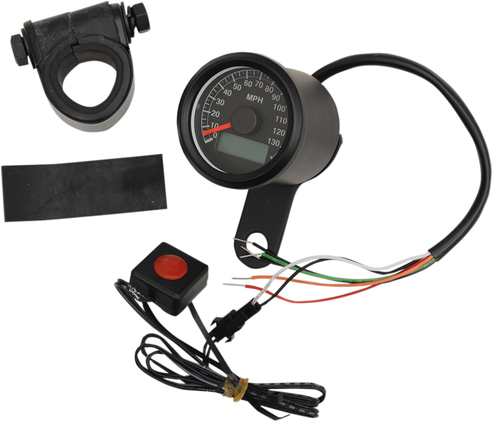 1.87"MPH Programmable Mini Electronic Speedometer with Odometer/Tripmeter - Matte Black - Black Face - Lutzka's Garage