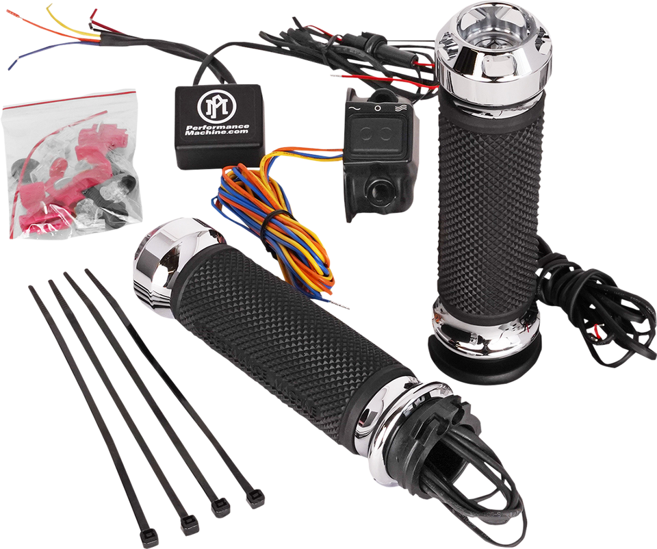 Grips - Apex - Heated - Cable - Chrome - Lutzka's Garage