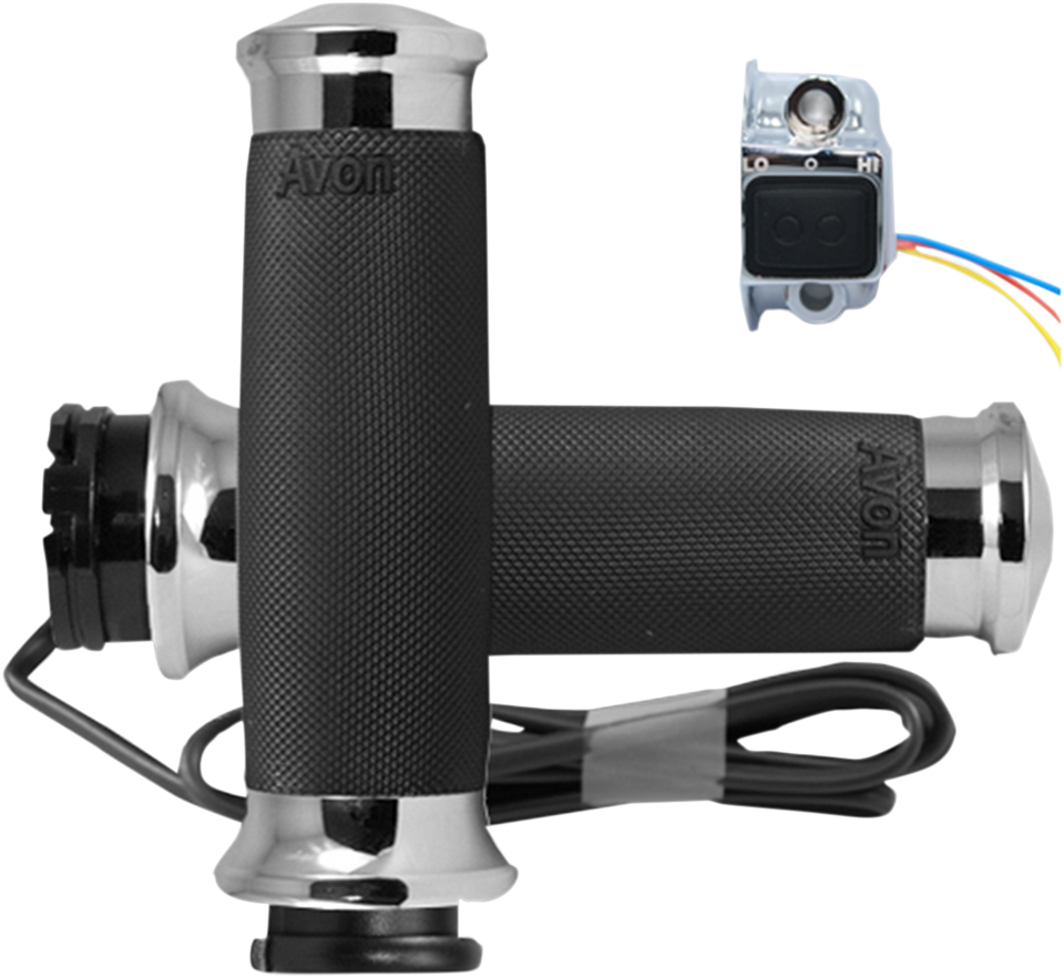 Grips - Heated - Custom Contour - Cable - Chrome - Lutzka's Garage