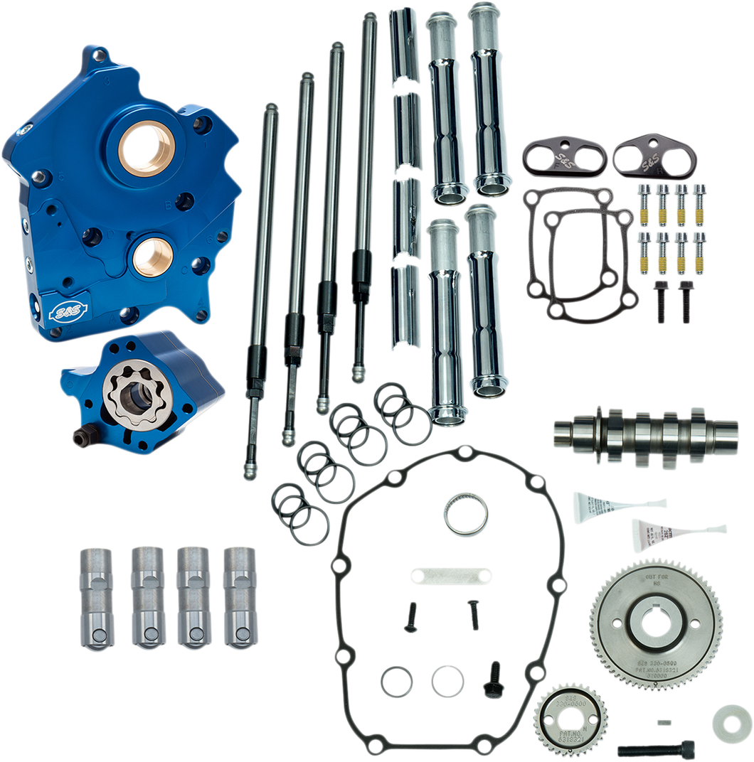 Cam Chest Kit with Plate M8 - Gear Drive - Oil Cooled - 475 Cam - Chrome Pushrods