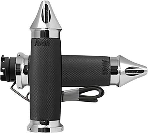 Grips - Heated - Custom Contour - Spike - Indian - Chrome - Lutzka's Garage