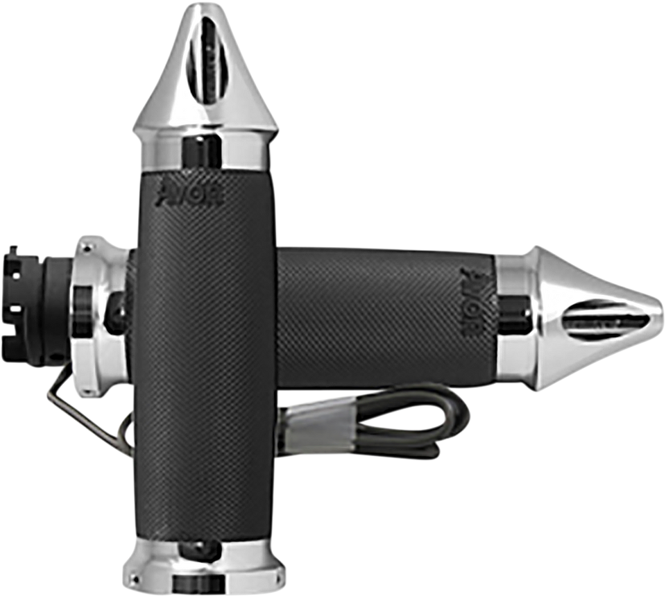 Grips - Heated - Custom Contour - Spike - Indian - Chrome - Lutzka's Garage