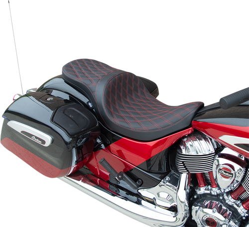 Low Profile Touring Seat - Double Diamond w/ Red Stitching - Indian 14-22