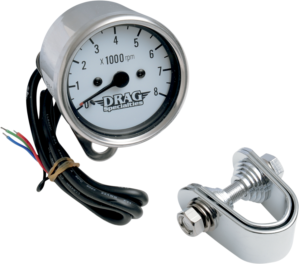 2.4" Mini Electronic 8000 RPM Tachometer - Chrome Housing - White Face - Lutzka's Garage