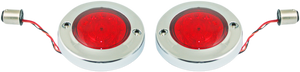 LED Flat Turn Signals - 1156 - Chrome - Red Lens - Lutzka's Garage