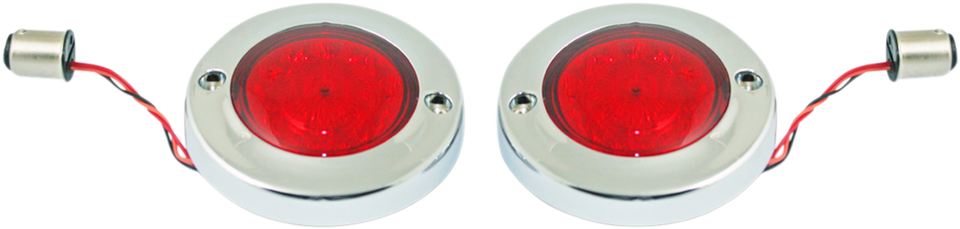 LED Flat Turn Signals - 1156 - Chrome - Red Lens - Lutzka's Garage