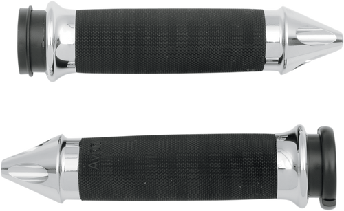 Grips - Custom - Spike End - TBW - Chrome - Lutzka's Garage