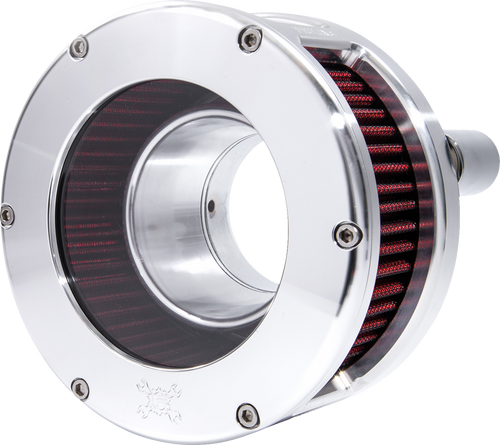 Air Cleaner - BA Series - Raw - Clear Cover - Red - M8 - Lutzka's Garage