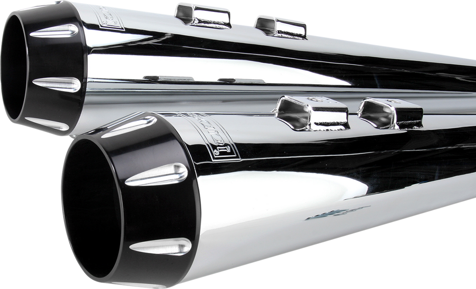 Megaphone Mufflers - Chr/Blk - Fluted - Performance Baffle