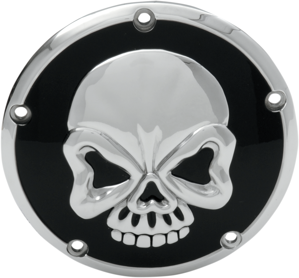 Derby Cover - Chrome/Black - Skull - Lutzka's Garage