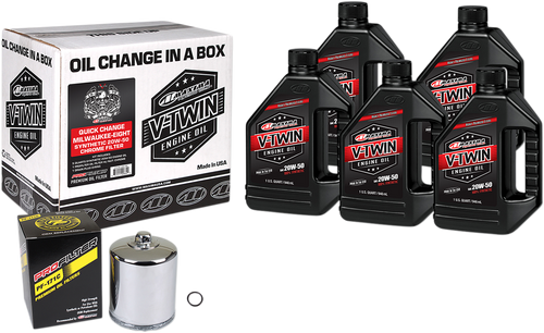 Quick Change M8 Synthetic 20W-50 Oil Change Kit - Chrome Filter