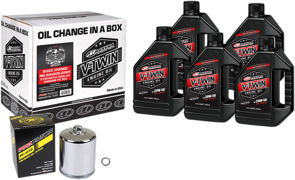Quick Change M8 Synthetic 20W-50 Oil Change Kit - Chrome Filter