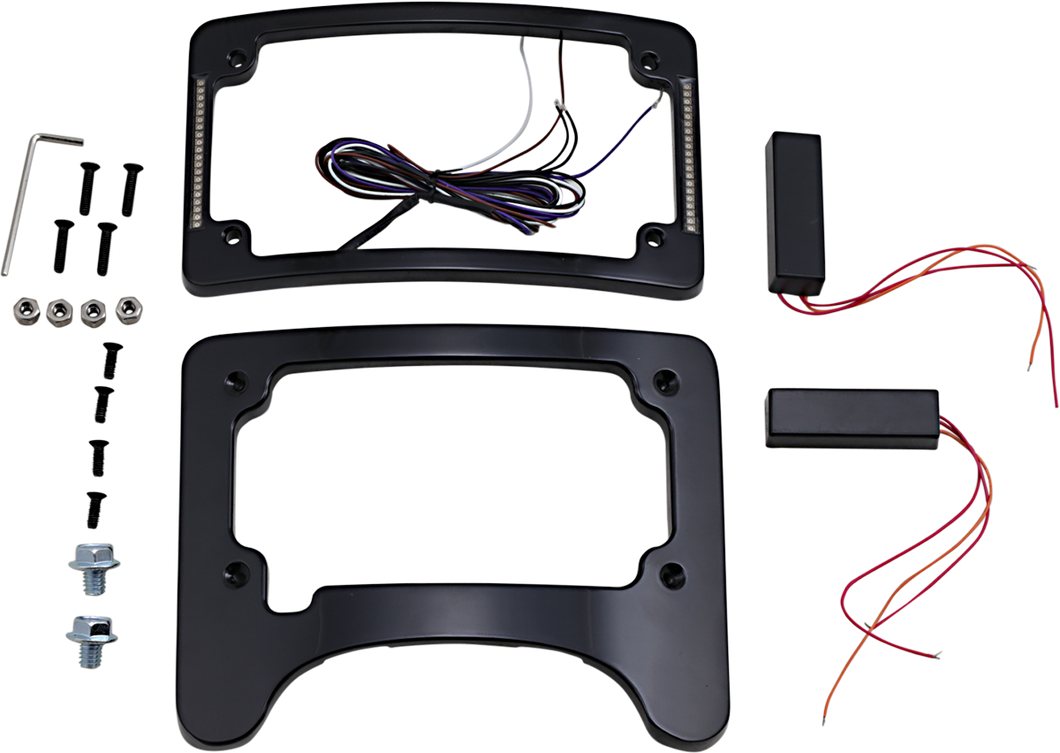 Turn Signal Eliminator/Illuminated Tri-Frame - Gloss Black - Lutzka's Garage