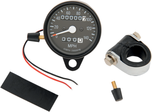 2.4" MPH Mini LED Mechanical Speedometer/Indicators/Trip - Black Housing - Black Face - 2:1 - Lutzka's Garage