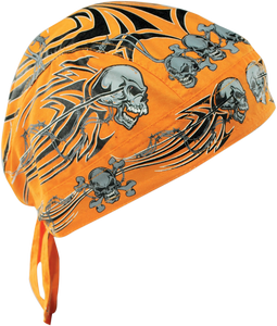 Flydanna® Head Wrap - Orange Tribal Skull - Lutzka's Garage