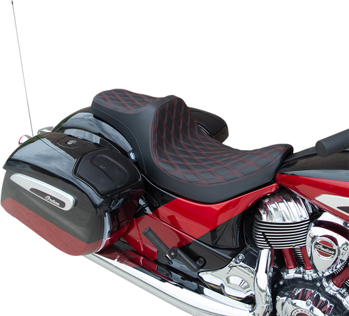 Predator III Seat - Double Diamond - Red Stitching - Vinyl - 14-22 Indian