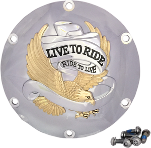 6-Hole - Gold - Live to Ride Derby Cover - Lutzka's Garage