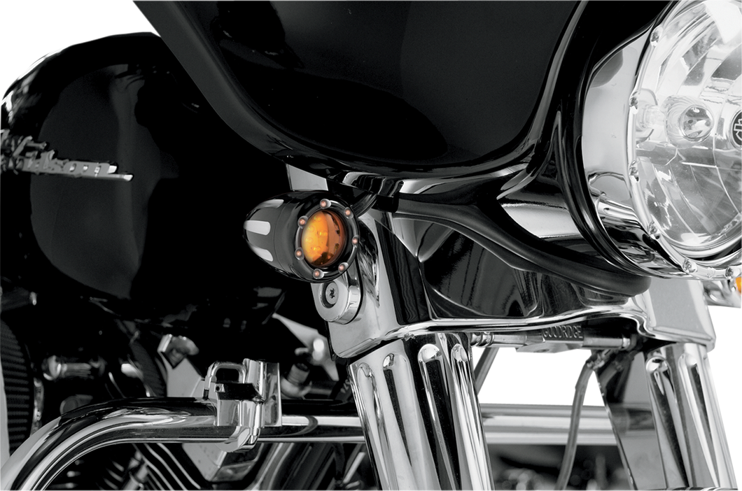 LED Deep Cut Signals - Black/Amber - Amber Ring - Lutzka's Garage