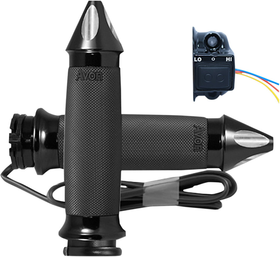 Grips - Heated - Custom Contour - Spike - Cable - Black - Lutzka's Garage