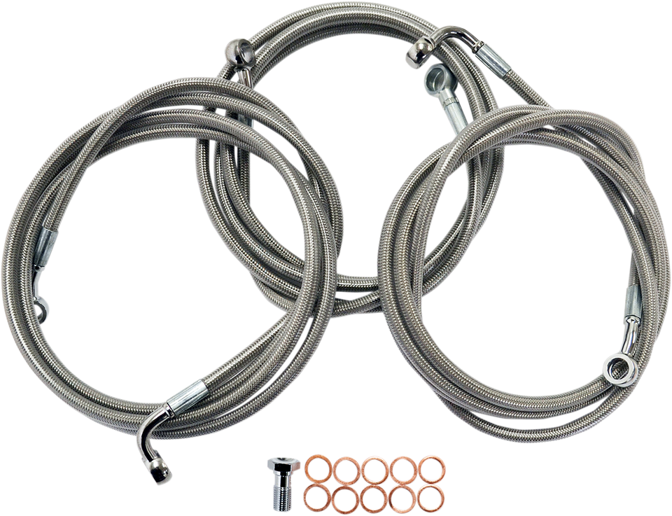 Brake Lines - 12" - 14" Ape Hanger Handlebars - Stainless Steel - Lutzka's Garage