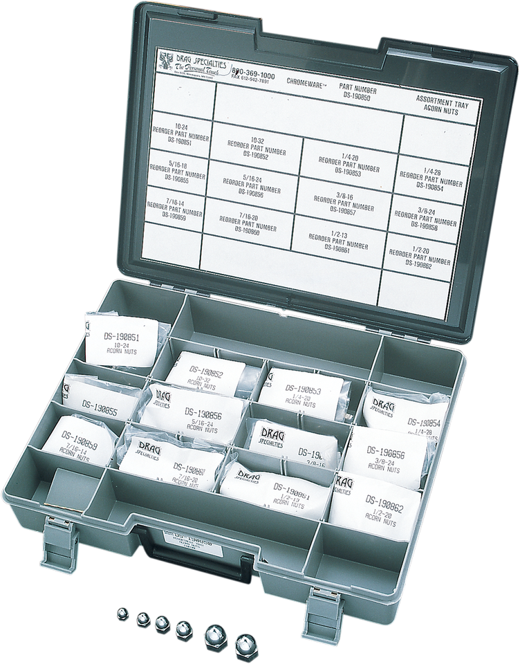 Acorn Nut Assortment Chrome