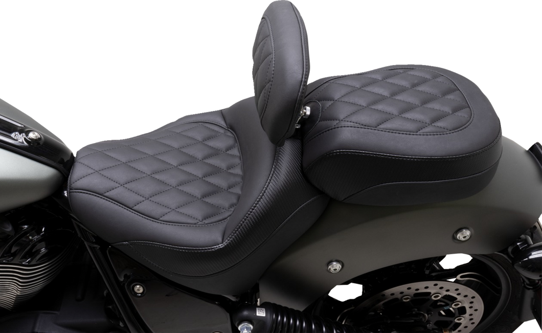 Recessed Passenger Seat - Black - Diamond Stitch - Chief 22-23 - Lutzka's Garage