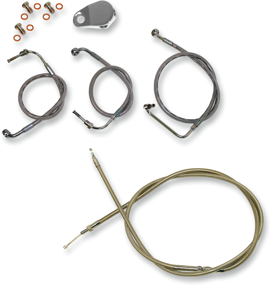 Handlebar Cable/Brake Line Kit  - 18" - 20" Ape Hanger Handlebars - Stainless Steel - Lutzka's Garage