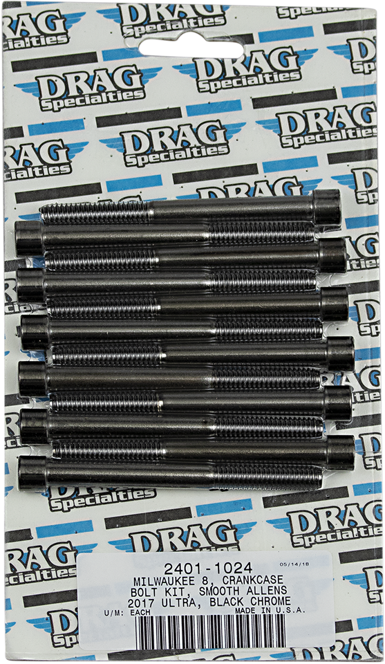 Bolt Kit M8 Crankcase Black/Chrome Smooth