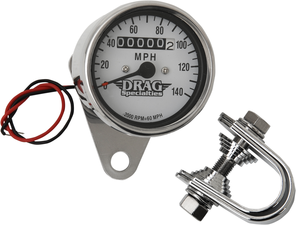 2.4" MPH Mini LED Mechanical Speedometer/Indicators - Chrome Housing - White Face - 2:1 - Lutzka's Garage
