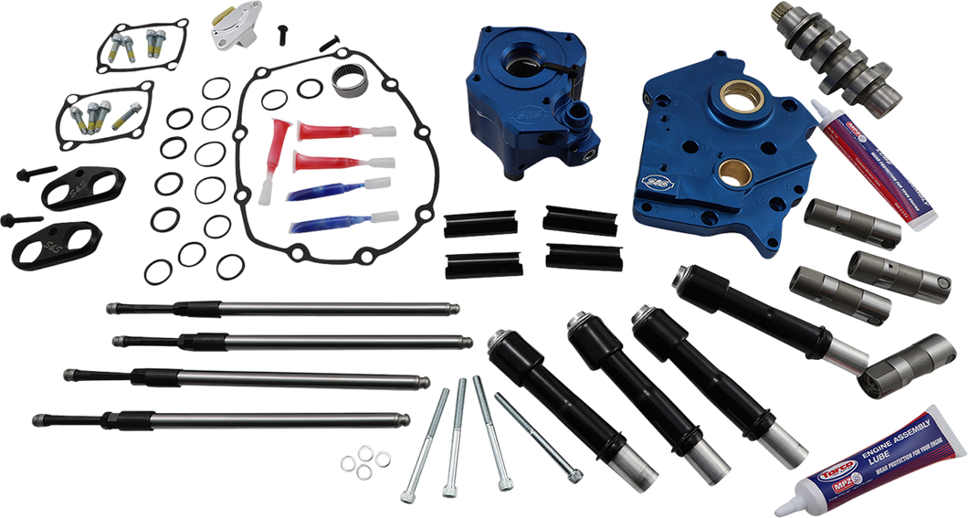 Cam Chest Kit with Plate M8 - Chain Drive - Water Cooled - 465 Cam - Black Pushrods