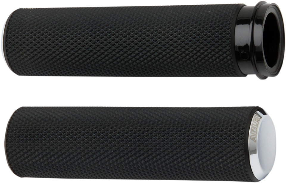 Grips - Knurled - Cable - Chrome - Lutzka's Garage