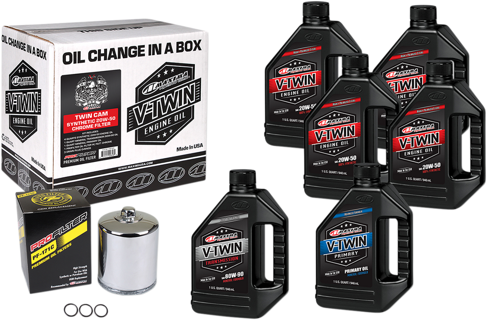 Twin Cam Synthetic 20W-50 Oil Change Kit - Chrome Filter
