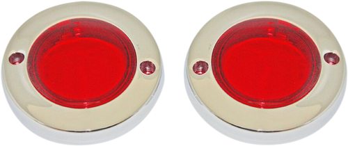 ProBEAM Flat Bezel Turn Signal Adapters - Chrome/Red - Lutzka's Garage