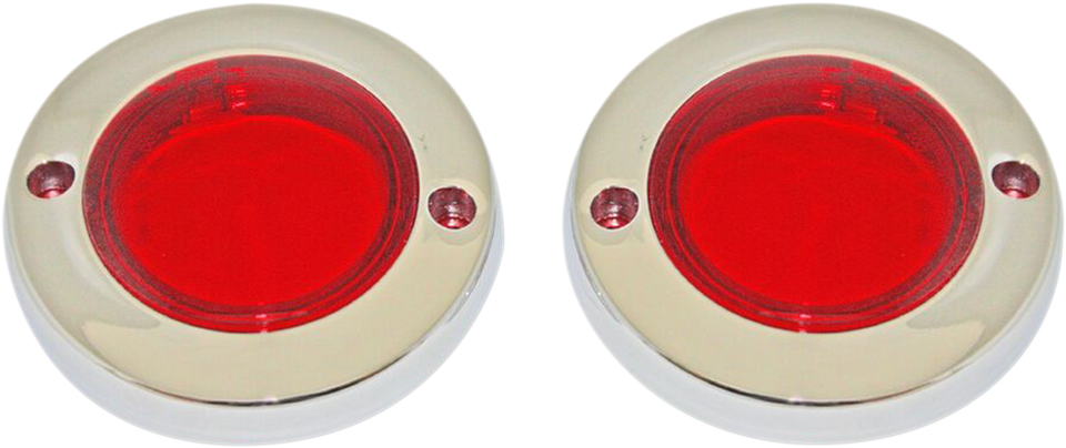 ProBEAM Flat Bezel Turn Signal Adapters - Chrome/Red - Lutzka's Garage