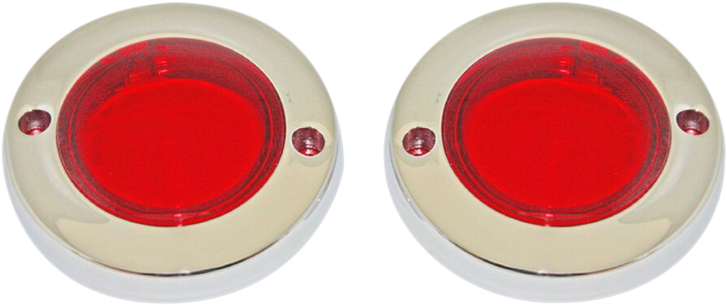 ProBEAM Flat Bezel Turn Signal Adapters - Chrome/Red - Lutzka's Garage