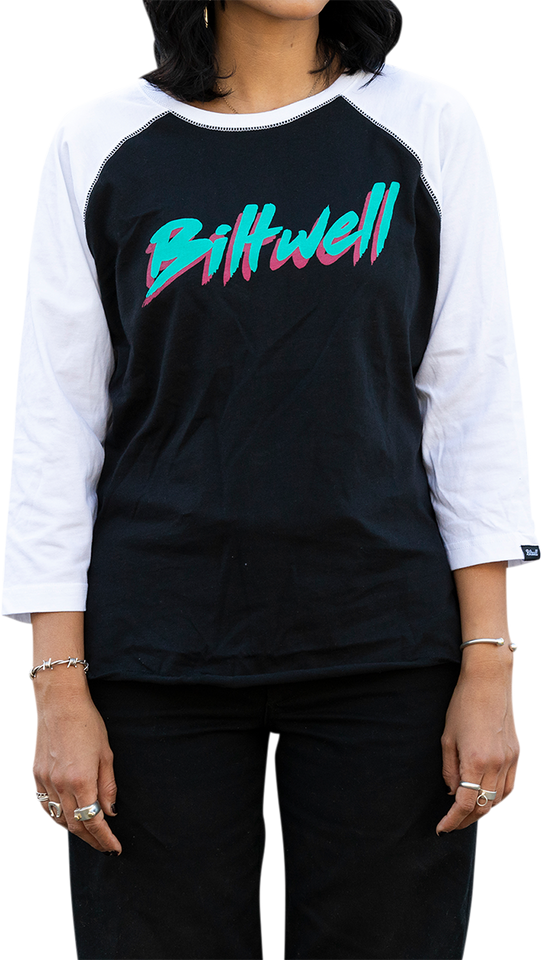 Womens 1985 Raglan T-Shirt - Black/White - Small - Lutzka's Garage