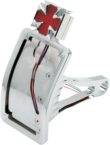 Side Mount Taillight/License Plate Mount - Curved Vertical - Maltese Cross