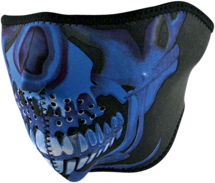 Half Mask - Blue Chrome Skull - Lutzka's Garage
