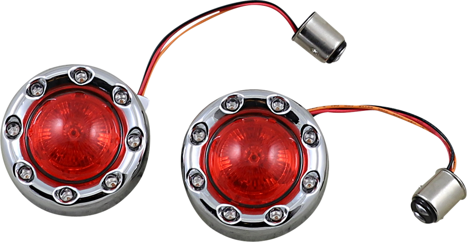 Bullet Turn Signal 1157 - Chrome - Red Lens - Lutzka's Garage