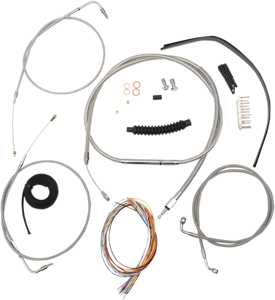 Handlebar Cable/Brake Line Kit - Complete - 15" - 17" Ape Hanger Handlebars - Stainless